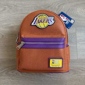 🆕 Loungefly NBA Los Angeles Lakers Basketball Logo Vegan Leather Mini Backpack